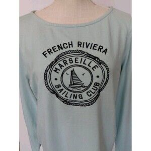 Talbots Mint Color French Riviera Sailing Long Sleeve Graphic Tee Size L